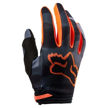 Kids gloves FOX 180 Bnkr, camo/orange, size YXS