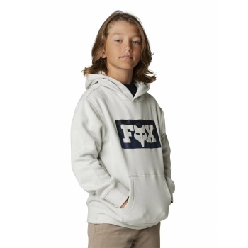 Kids hoodie FOX Nuklr, light grey with black logo, size YL