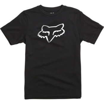 Bērnu T-krekls FOX Legacy, melns ar logo, izmērs YM